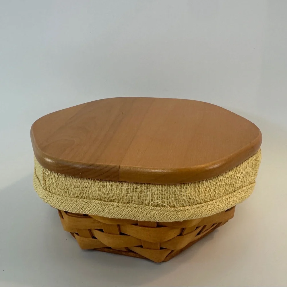 VTG Longaberger 2002 Classic Sage Booking Basket Hexagon Wooden Lidded Basket‎